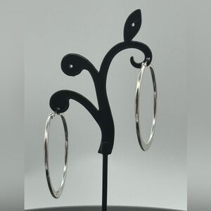 Ear Sense  Silver Tone 1 1/2 inch Hoop Earrings